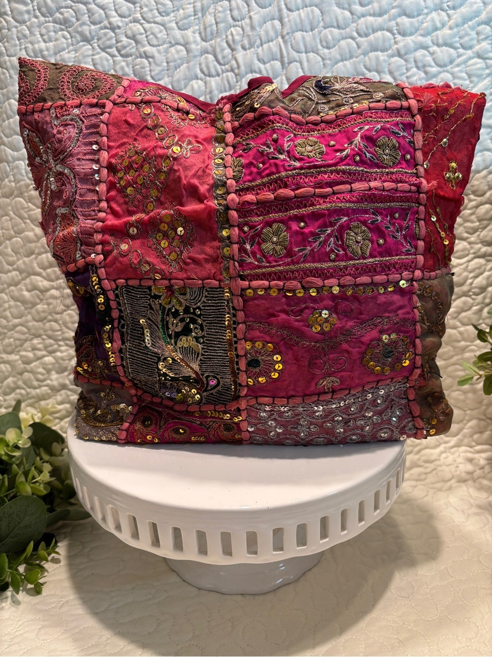 Handcrafted Multicolor Patchwork Hobo Bag - Embellished Shoulder Tote - Picture 2 of 6